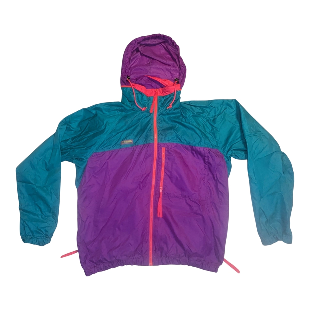 Columbia Vintage 90s Men's Teal & Purple Windbreaker